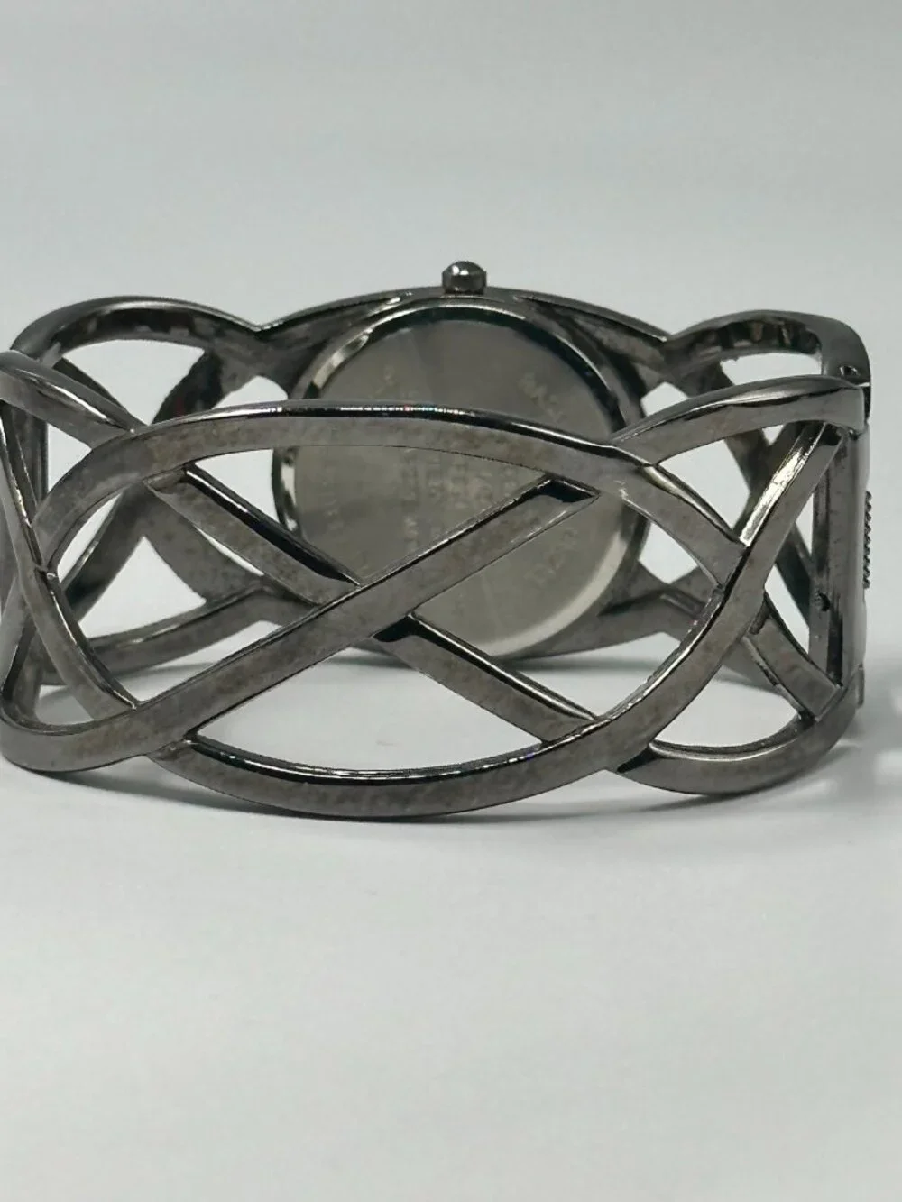3/$30 Studio Time Watch Women Black Crystal Bezel Clamper Cuff Band 6.75